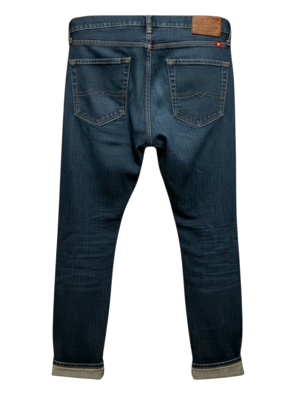 Lucky Brand 110 Selvedge Jeans 33x32 Candiani Italy Skinny Maers Way Dark EUC - Picture 2 of 8